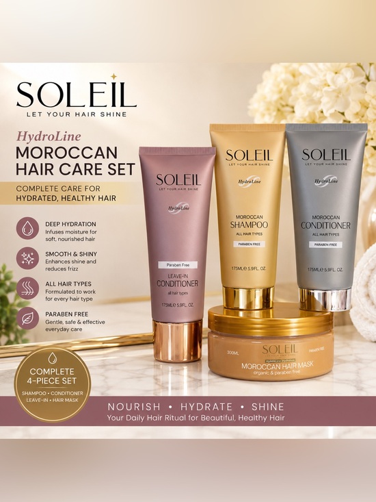 Soleil Soleil Other - Soleil HydroLine Moroccan Hair Care Set Shampoo Conditioner Mask Leave-In